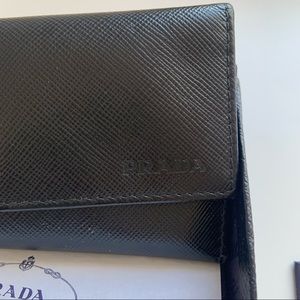 Authentic PRADA black leather key holder